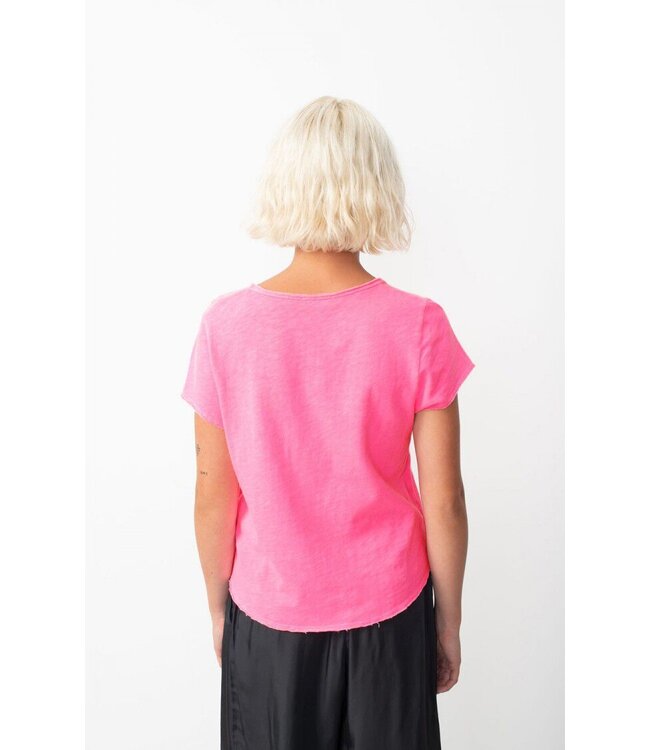 American Vintage Sonoma T-shirt V-neck Pink Fluo