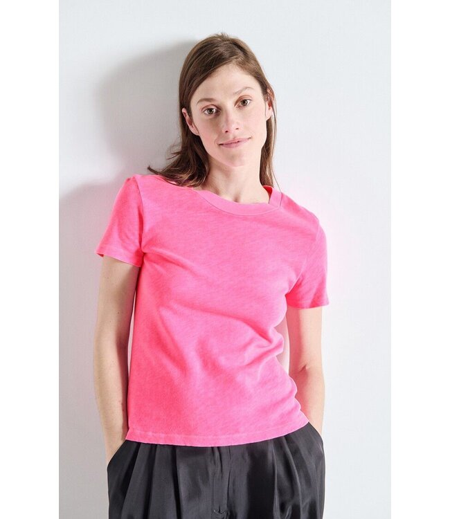 American Vintage Sonoma T-shirt Col Rond Pink Fluo