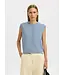 Selected Femme Lulu Button SL O-neck Cashmere Blue