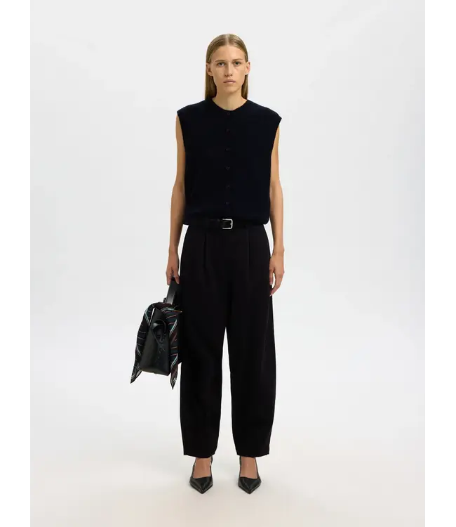 Selected Femme Lulu Button SL O-neck Dark Sapphire