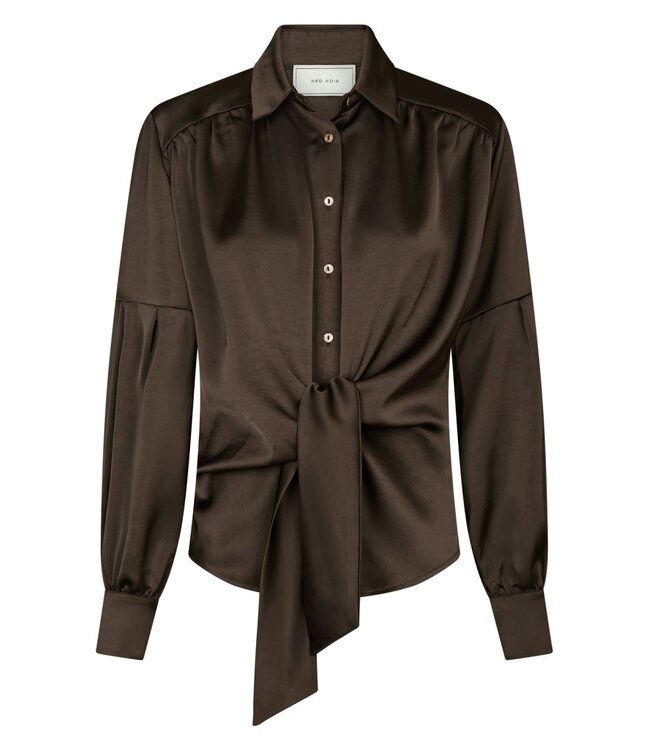 Naja Satin Shirt Dark Brown