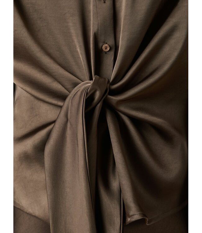 Naja Satin Shirt Dark Brown