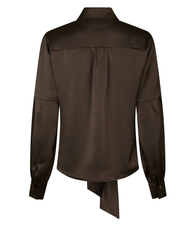 Naja Satin Shirt Dark Brown