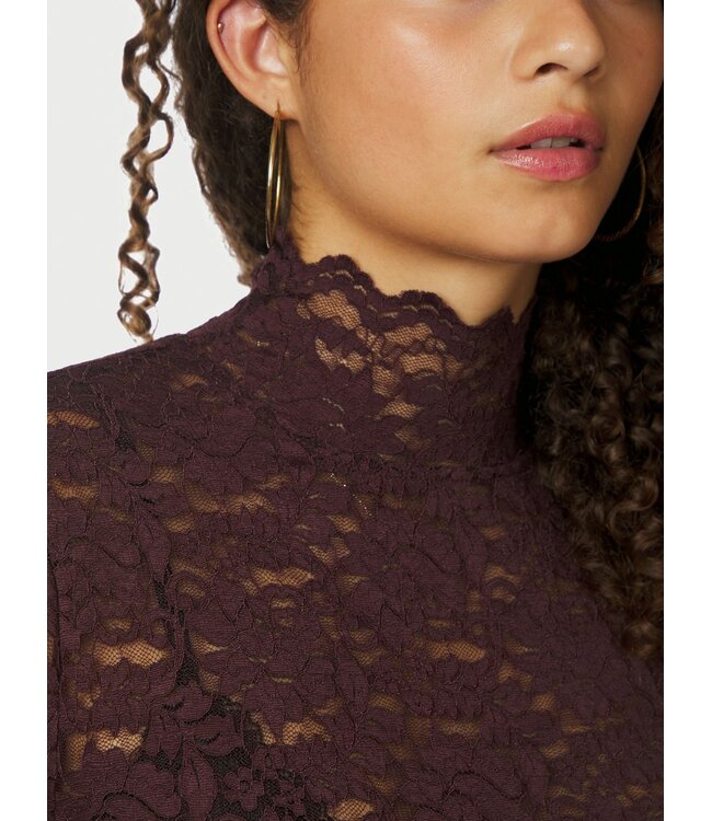 Neo Noir Liza Laceflower Blouse Burgundy
