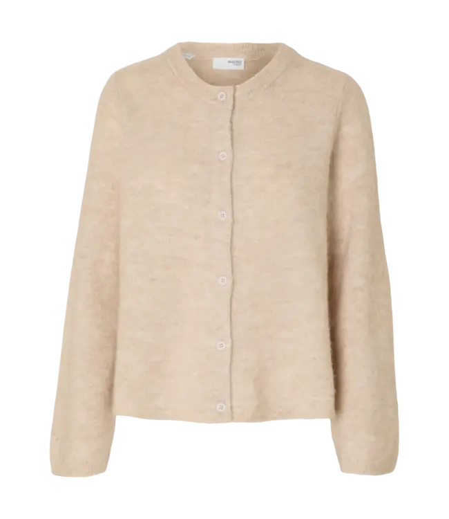 Selected Femme Lulu New Knit LS Cardigan Birch Melange