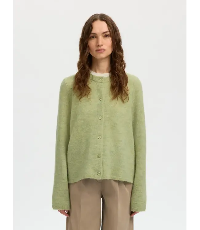 Selected Femme Lulu New Knit LS Cardigan Lint Melange