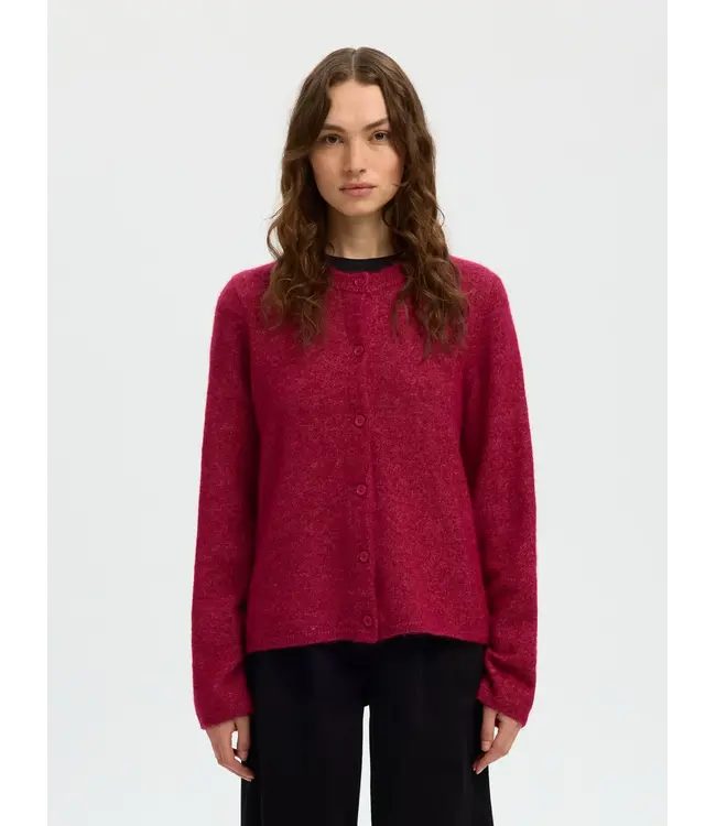 Selected Femme Lulu New Knit LS Cardigan Anemone Melange