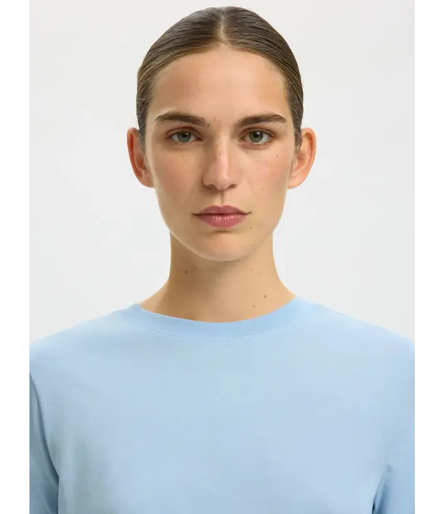 Selected Femme Essential SS O-neck T-shirt Cashmere Blue