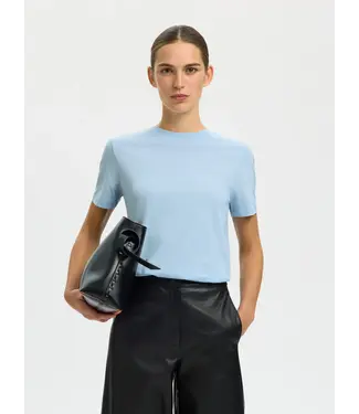 Selected Femme Essential SS O-neck T-shirt Cashmere Blue