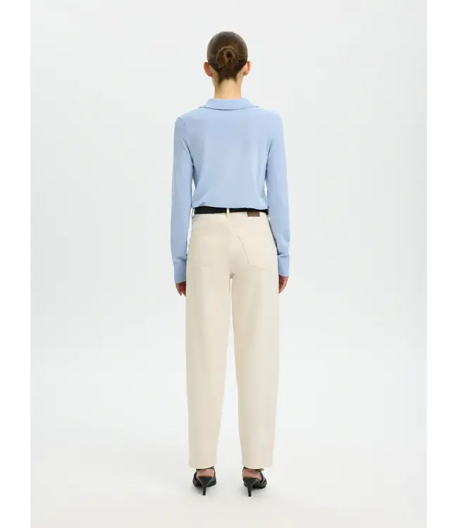 Selected Femme Thea Knit Merino Collar Neck Cashmere Blue