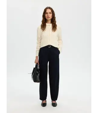 Selected Femme Barrel Mille Hw Pants Dark Sapphire