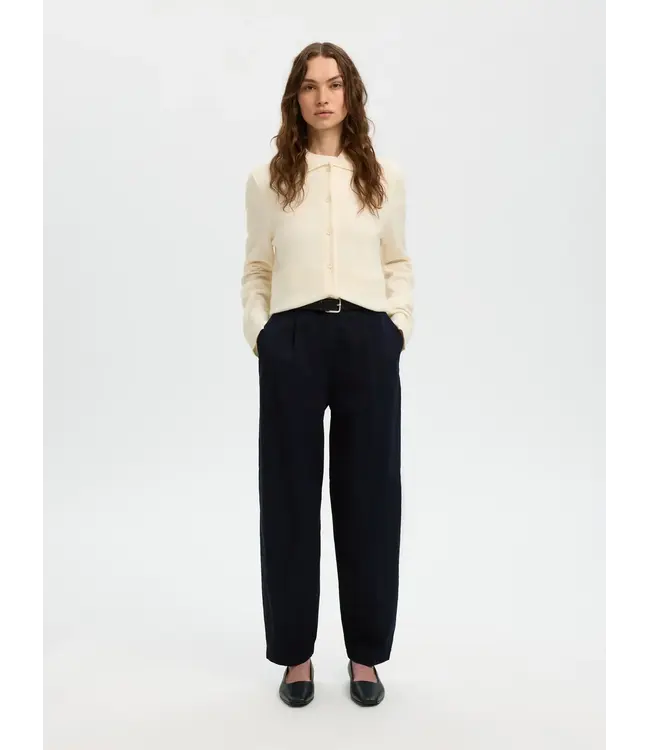 Selected Femme Barrel Mille Hw Pants Dark Sapphire
