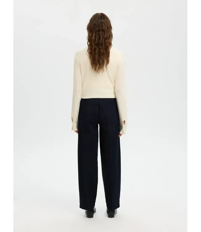 Selected Femme Barrel Mille Hw Pants Dark Sapphire