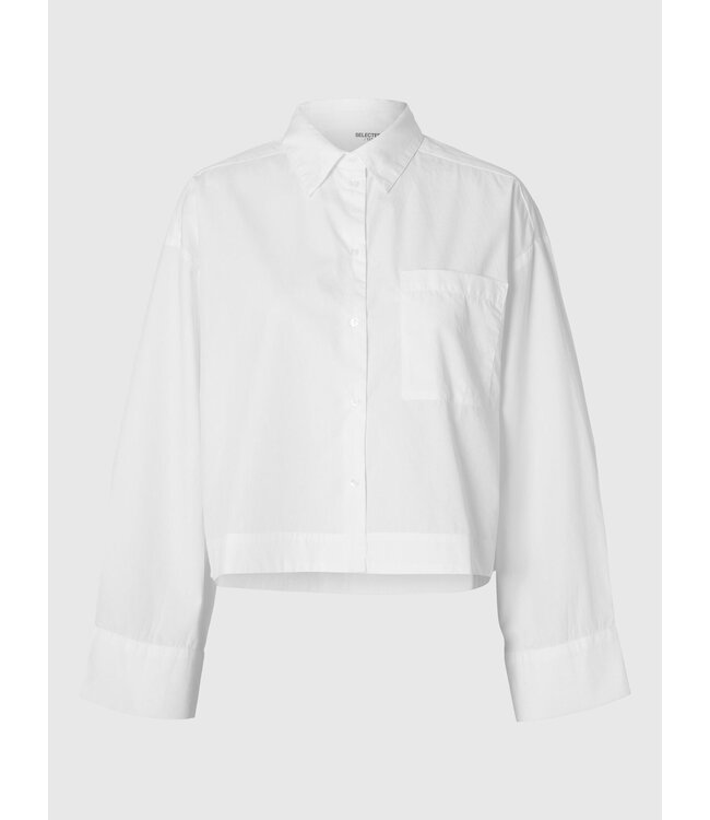 Selected Femme Astha Cropped Boxy Shirt Bright White