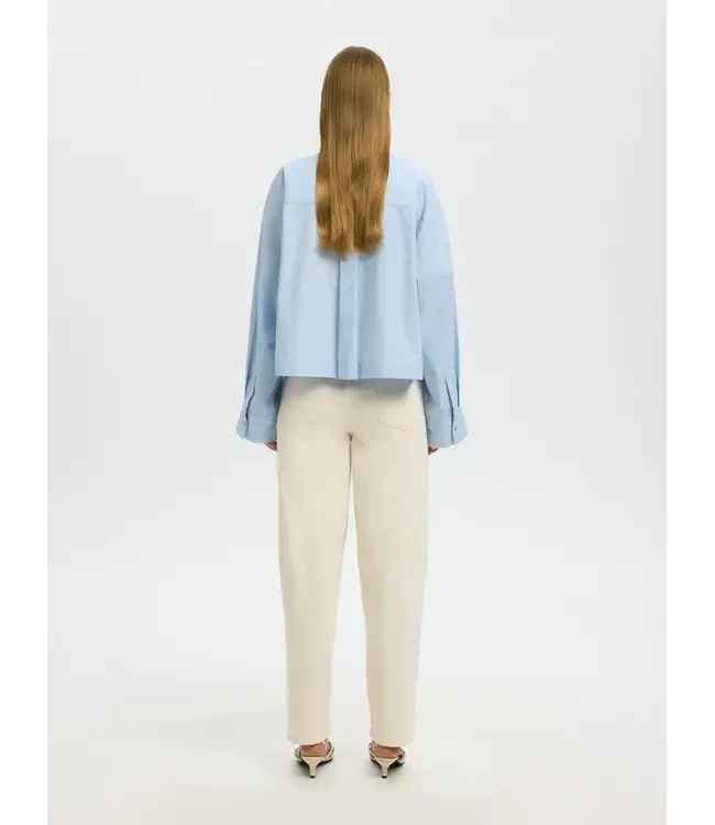 Selected Femme Astha Cropped Boxy Shirt Cashmere Blue