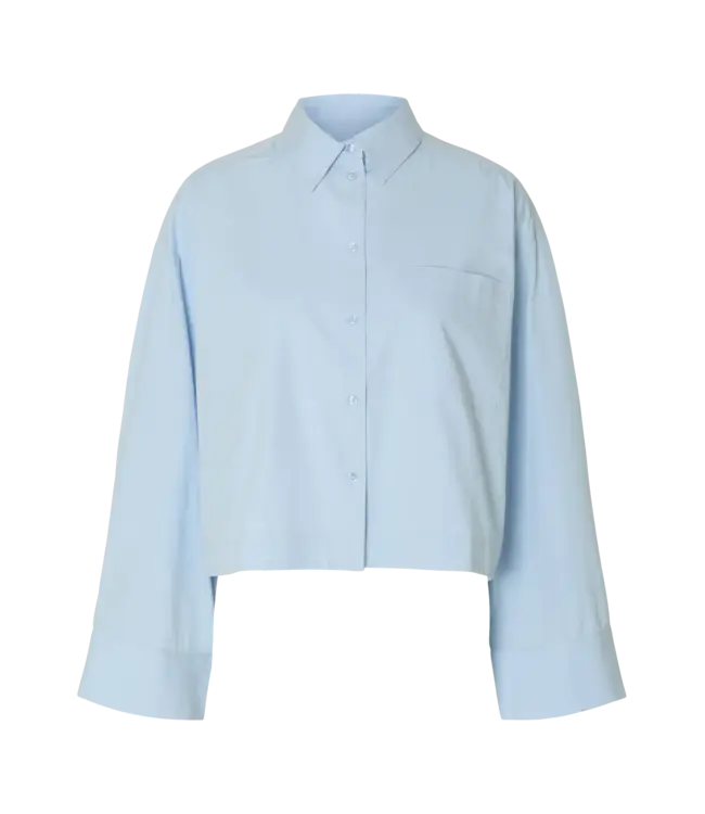 Selected Femme Astha Cropped Boxy Shirt Cashmere Blue