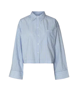 Selected Femme Astha Cropped Boxy Shirt Stripes Blue White