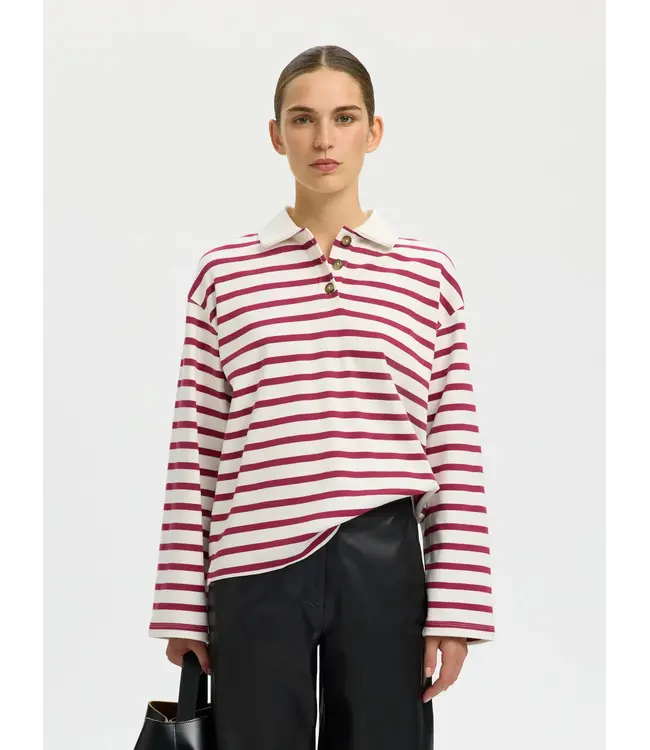 Selected Femme Wada Ls Stripe Collar Top