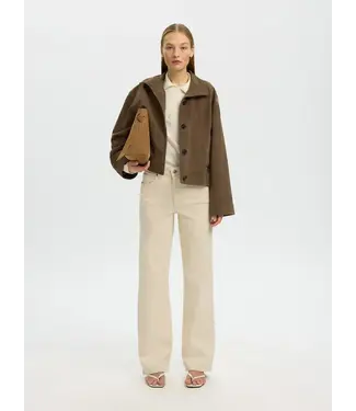 Selected Femme Wide Bea Cora Jeans Ecru