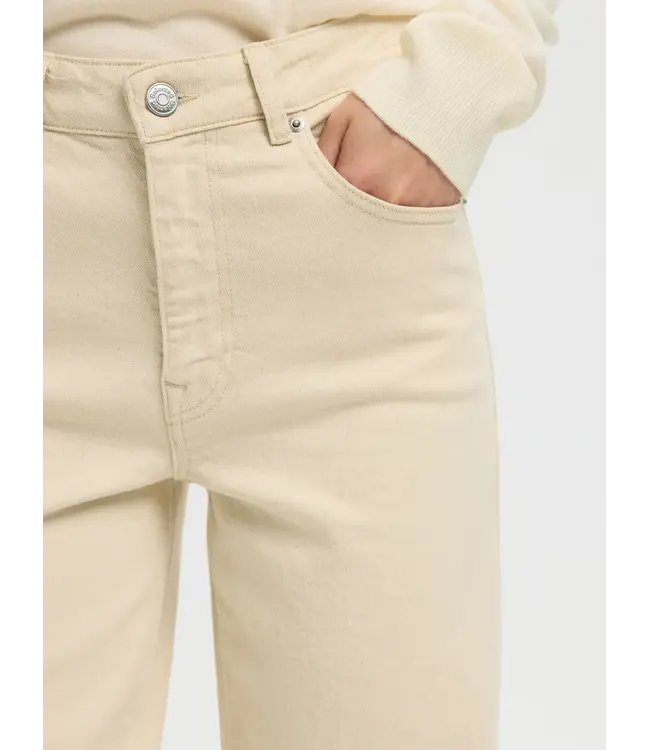 Selected Femme Wide Bea Cora Jeans Ecru