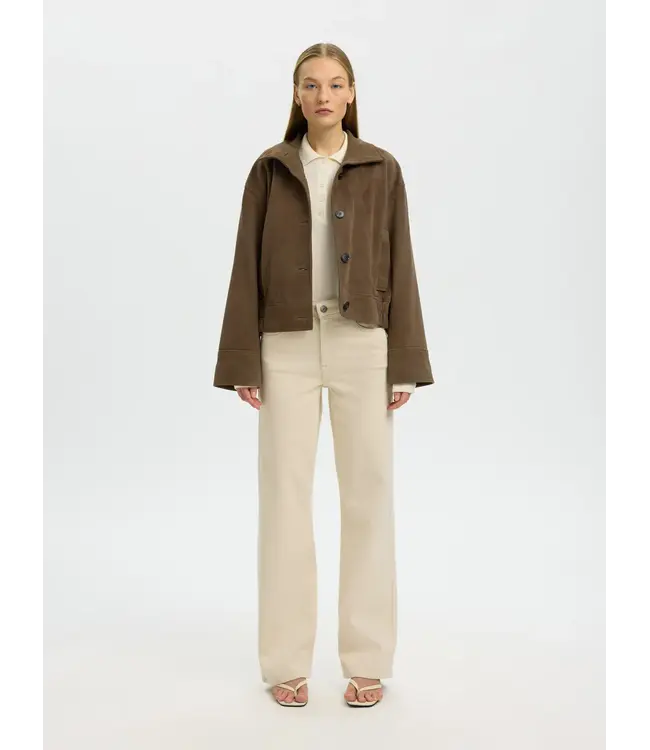 Selected Femme Wide Bea Cora Jeans Ecru