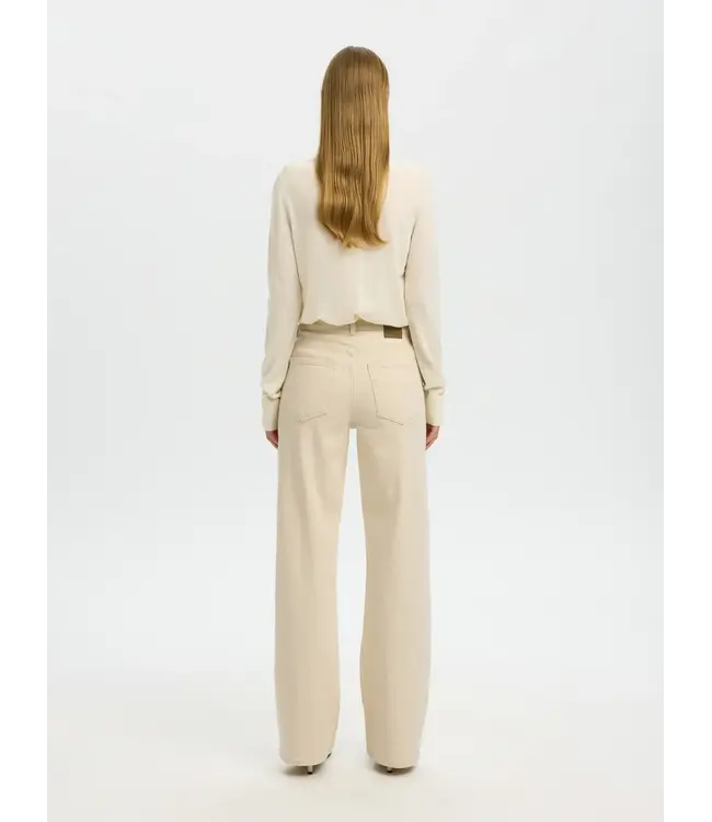 Selected Femme Wide Bea Cora Jeans Ecru