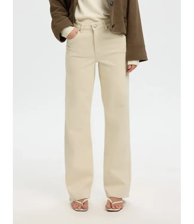 Selected Femme Wide Bea Cora Jeans Ecru