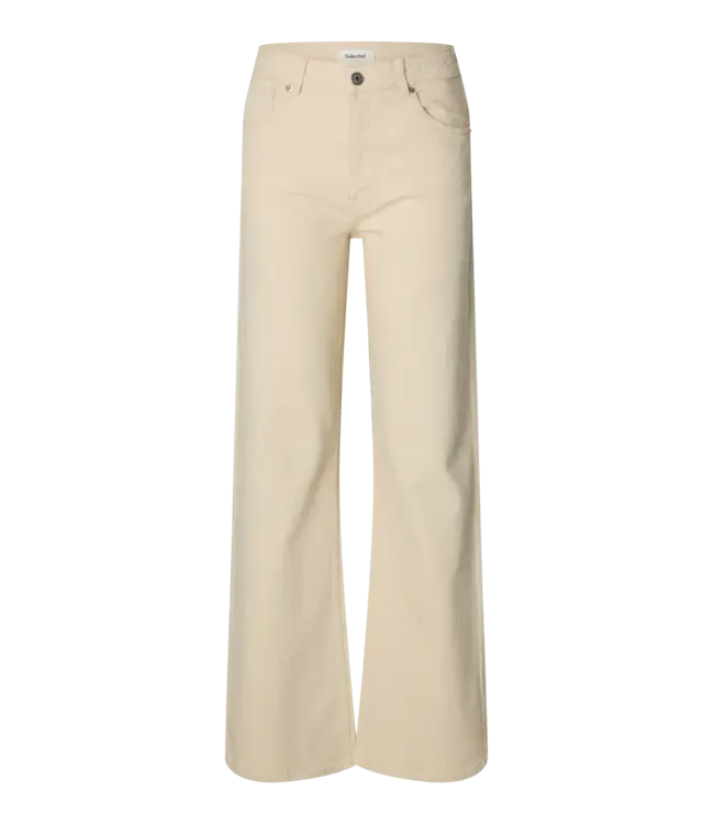 Selected Femme Wide Bea Cora Jeans Ecru