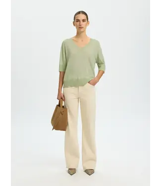 Selected Femme Thea Knit Merino V-neck  Lint