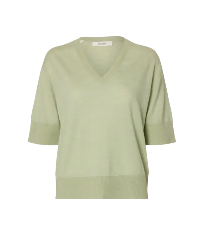 Selected Femme Thea Knit Merino V-neck  Lint