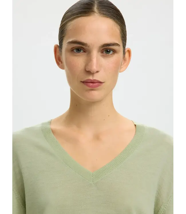 Selected Femme Thea Knit Merino V-neck  Lint