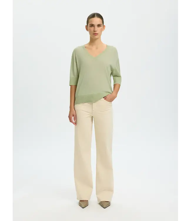 Selected Femme Thea Knit Merino V-neck  Lint