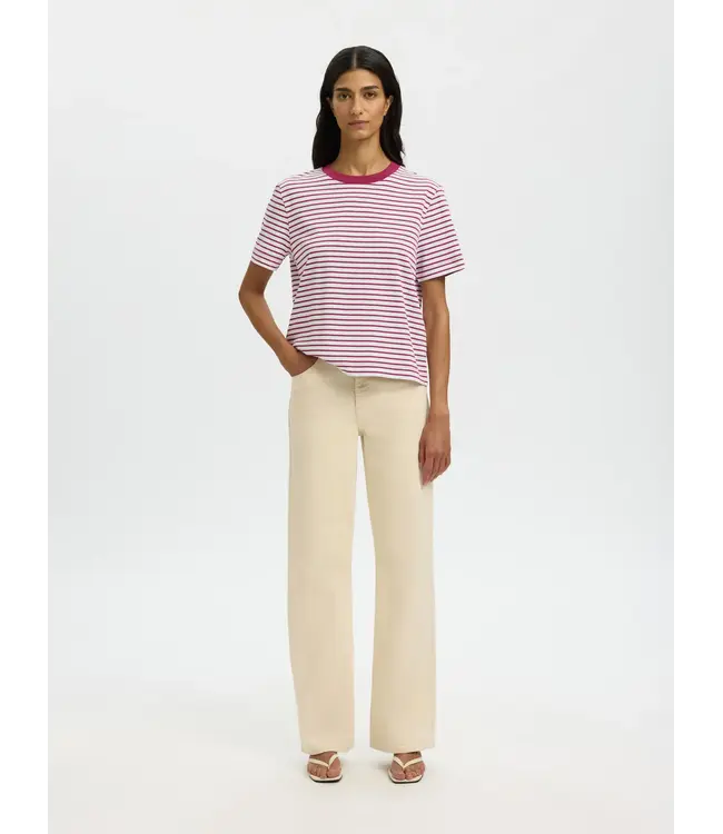 Selected Femme Essential Striped Boxy Tee Anemone
