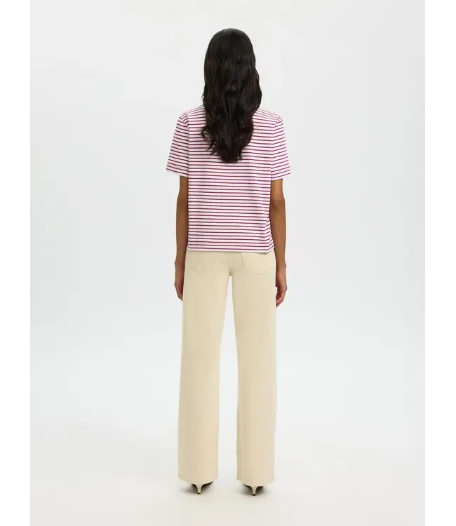 Selected Femme Essential Striped Boxy Tee Anemone
