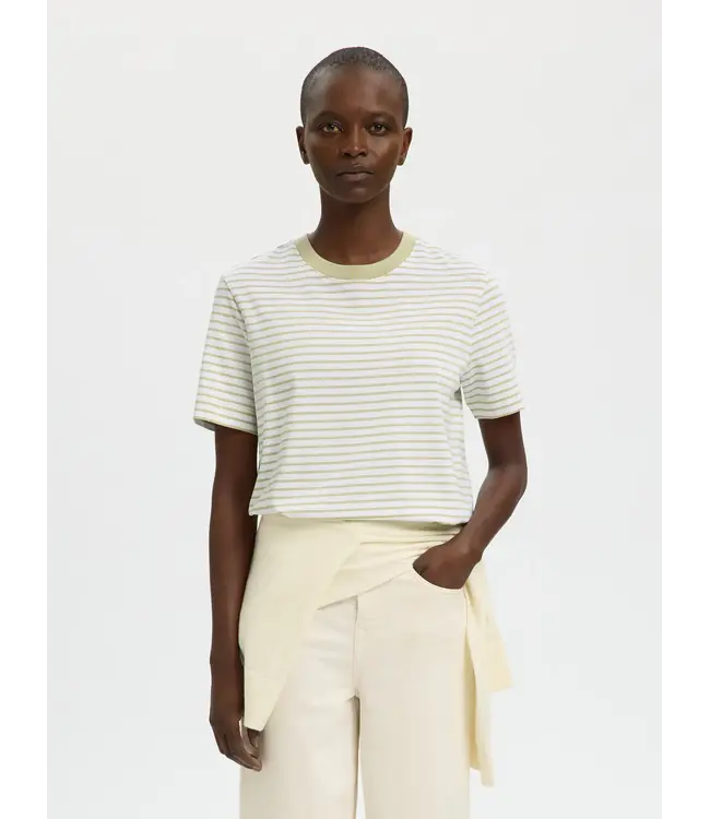 Selected Femme Essential Striped Boxy Tee Lint