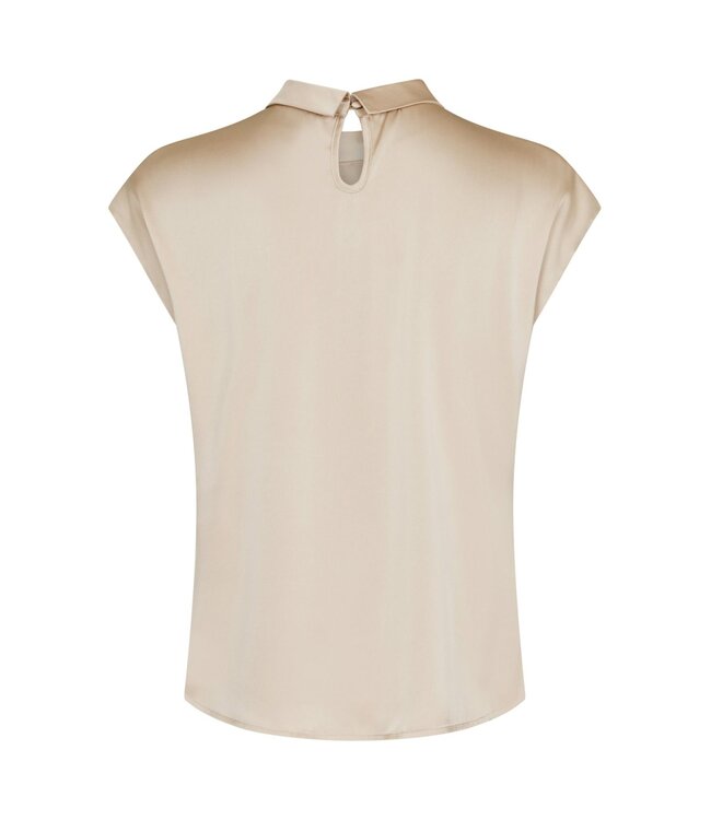 Neo Noir Fleur Drapy Satin Blouse Dark Sand