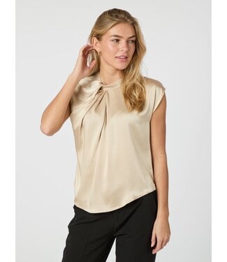 Neo Noir Fleur Drapy Satin Blouse Dark Sand