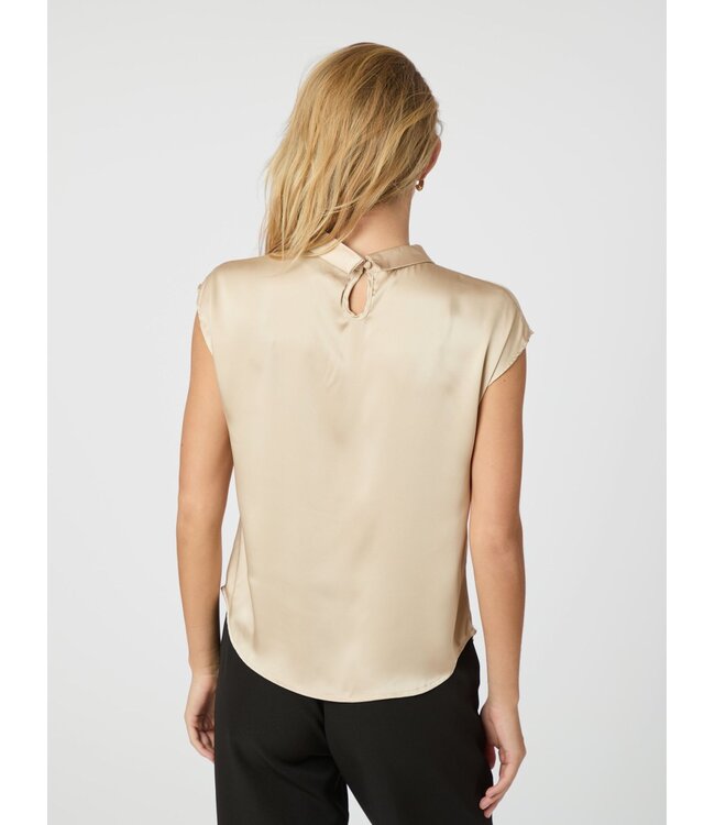 Neo Noir Fleur Drapy Satin Blouse Dark Sand