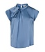Neo Noir Fleur Drapy Satin Blouse Dusty Blue