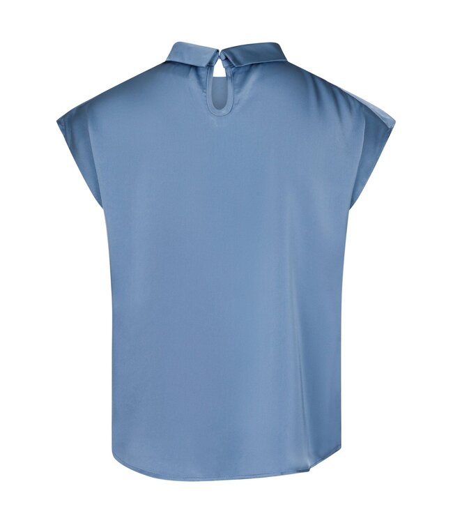 Neo Noir Fleur Drapy Satin Blouse Dusty Blue