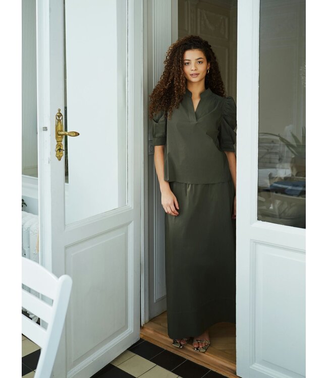 Neo Noir Roella Poplin Blouse Army