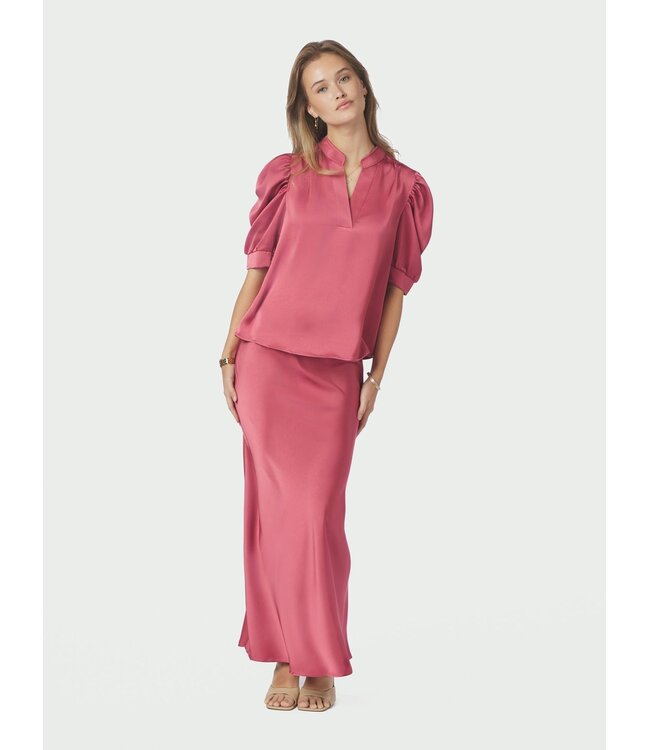 Neo Noir Roella Heavy Sateen Blouse Cherry Pink