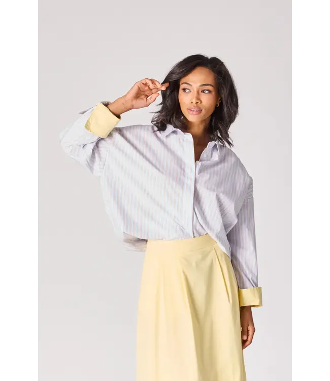 Lalotti Pearl Blouse Lavender Butter Yellow Stripe