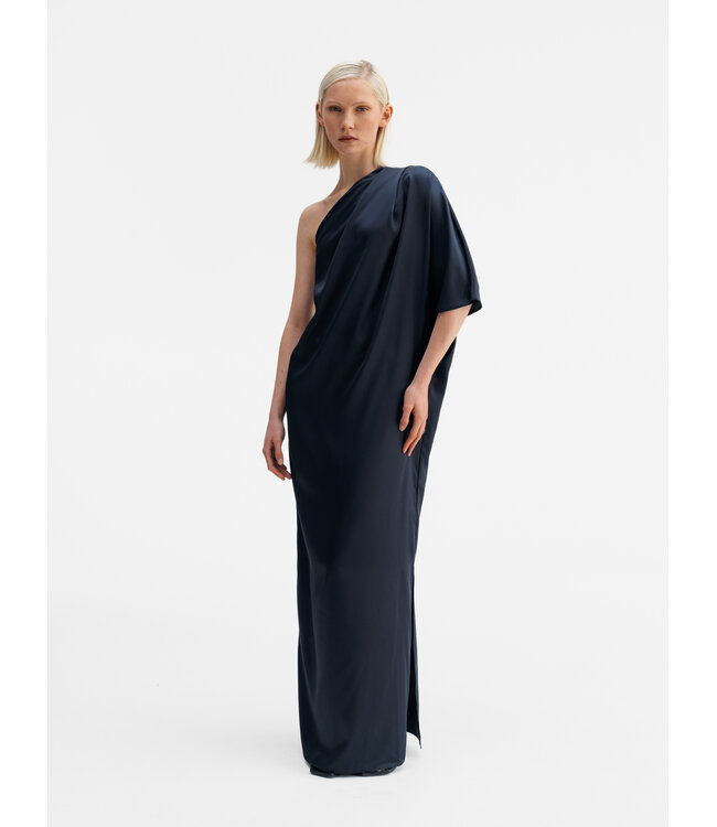 Ahlvar Ella Satin Dress Blue Grey Acetate