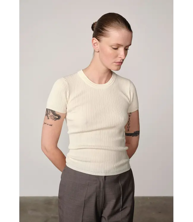 Herskind Lewis Knit T-shirt Off White
