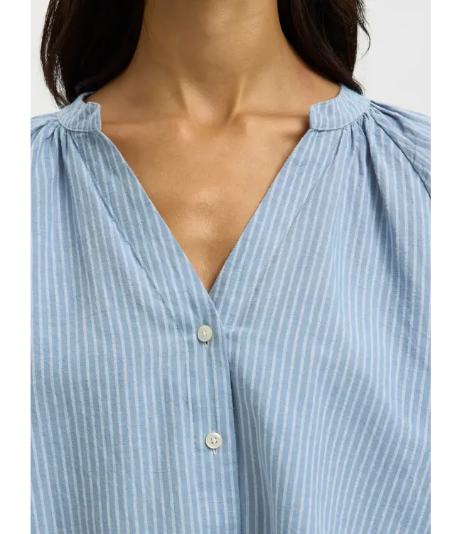 Selected Femme Clea Alberta Linen Blend Shirt Dusty Blue