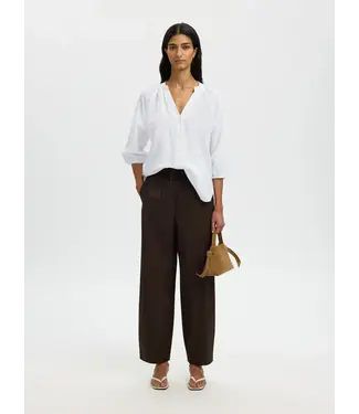 Selected Femme Clea Alberta Linen Blend Shirt Bright White