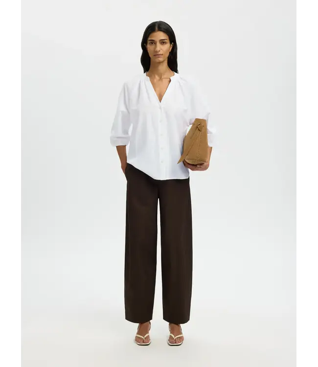 Selected Femme Clea Alberta Linen Blend Shirt Bright White