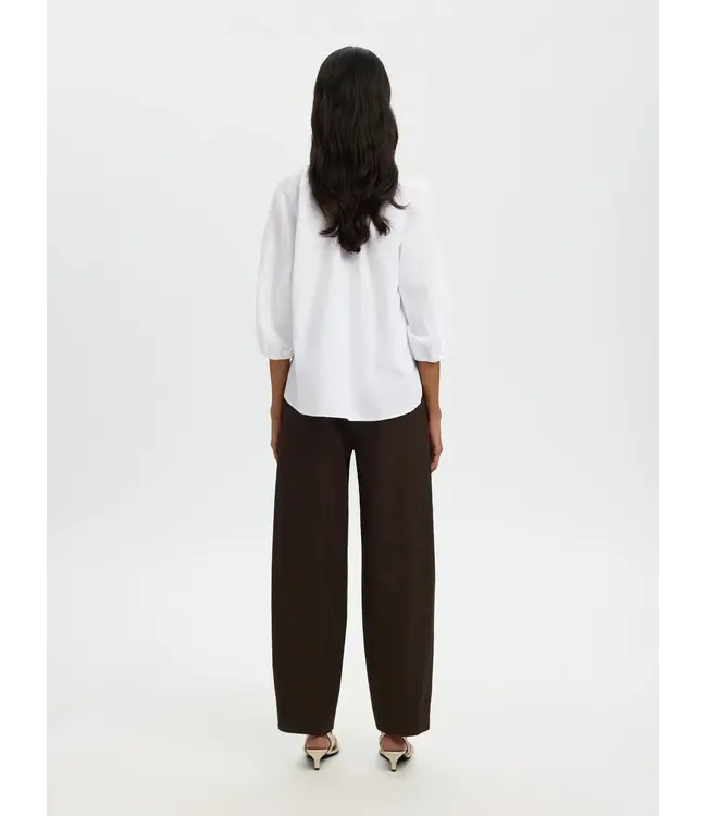 Selected Femme Clea Alberta Linen Blend Shirt Bright White