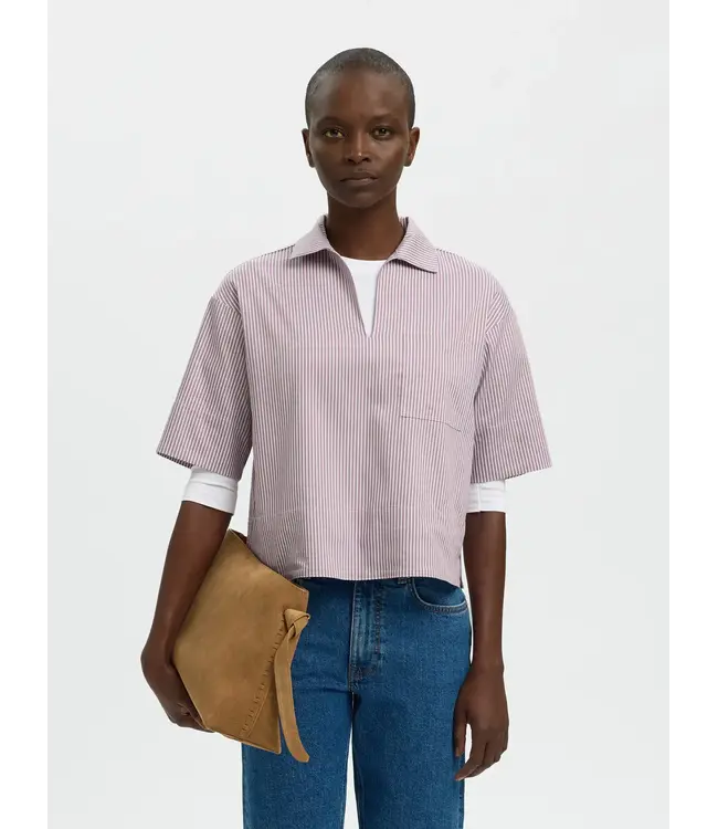 Selected Femme Romie 2/4 Neck Top Misty Rose